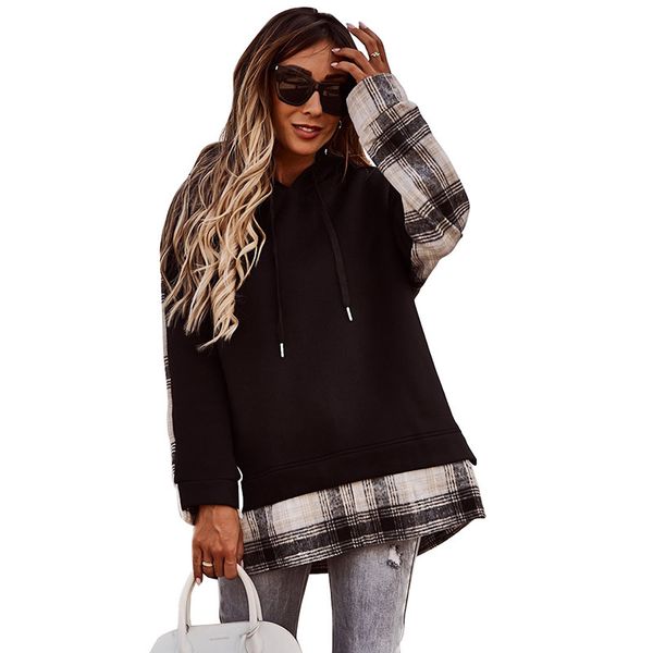 ins shiying hooded sweater womens loose european and american pullover long sleeve new plaid womens autumn wear chic, Black
ins shiying hooded sweater womens loose european and american pullover long sleeve new plaid womens autumn wear chic, Black