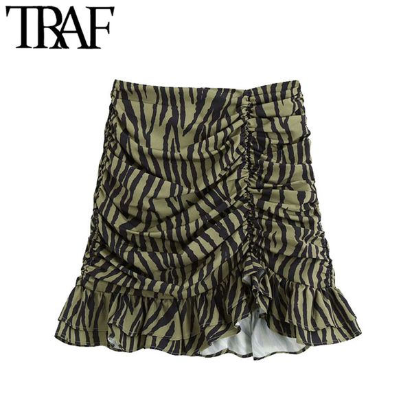 traf women chic fashion leopard print ruffle draped mini skirt vintage high waist back zipper female skirts mujer q1209, Black
traf women chic fashion leopard print ruffle draped mini skirt vintage high waist back zipper female skirts mujer q1209, Black
