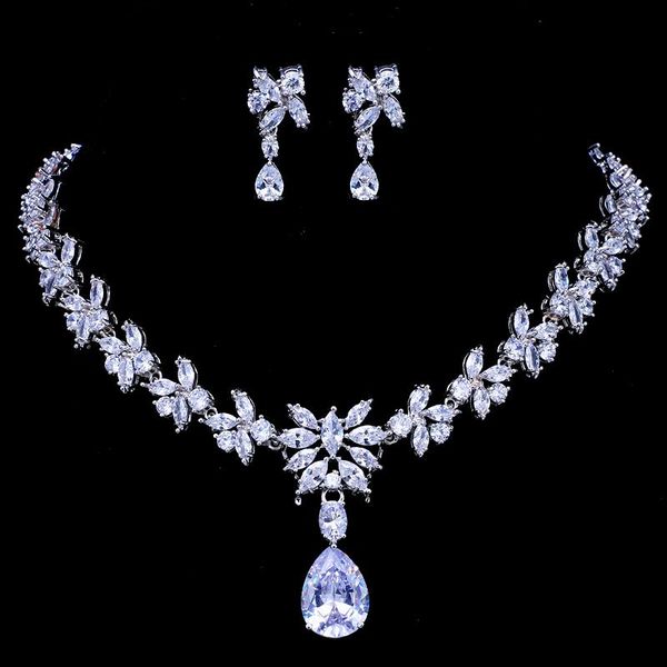 emmaya sparkling cubic zirconia crystal zircon flower necklace and earring wedding bridal jewelry sets gift, Silver
emmaya sparkling cubic zirconia crystal zircon flower necklace and earring wedding bridal jewelry sets gift, Silver