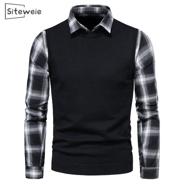 siteweie men's sweater black and white plaid lapel collared shirt fake two pieces long sleeve men basic knitted pullovers l576, White;black
siteweie men's sweater black and white plaid lapel collared shirt fake two pieces long sleeve men basic knitted pullovers l576, White;black