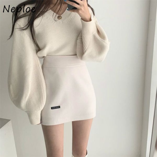 neploe chic lace up irregular lantern sleeve knitted sweater autumn solid color v-neck pullover women fashion femme 201222, White;black
neploe chic lace up irregular lantern sleeve knitted sweater autumn solid color v-neck pullover women fashion femme 201222, White;black