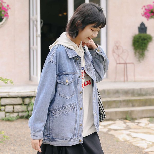 2020 spring and autumn new versatile loose student big pocket age reducing washing old denim coat women's jacket, Black;brown
2020 spring and autumn new versatile loose student big pocket age reducing washing old denim coat women's jacket, Black;brown