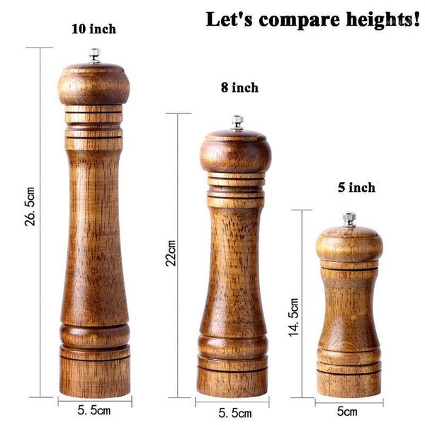 xituo 5'8'10' inch wood pepper mill seasoning kitchen oak grinder handheld adjustable spice grinder set cooking tool easy1
xituo 5'8'10' inch wood pepper mill seasoning kitchen oak grinder handheld adjustable spice grinder set cooking tool easy1