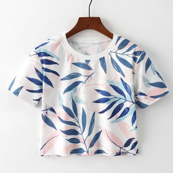 new spring summer women fashion short sleeve color leaf printed cropped t shirt crop ladies tee harajuku, White
new spring summer women fashion short sleeve color leaf printed cropped t shirt crop ladies tee harajuku, White