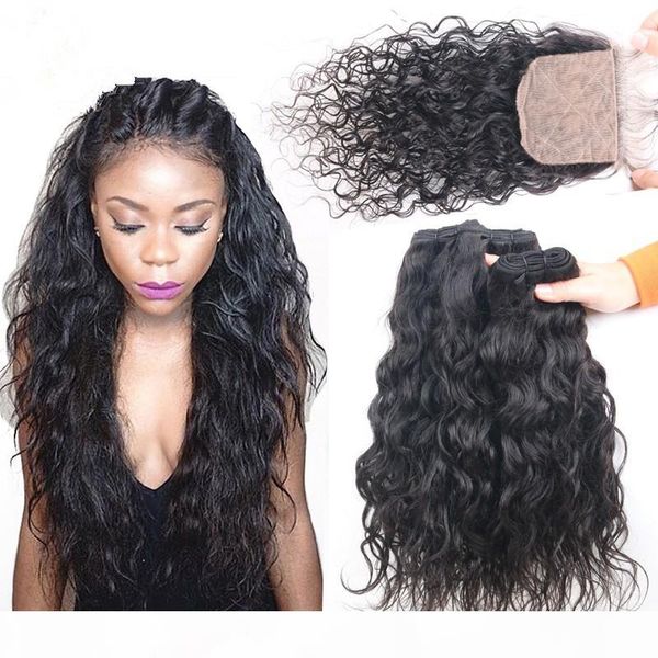 wet and wavy malaysian human hair weave bundles with parting 4x4 silk base closure 4pcs lot water wave human hair wefts extensions, Black
wet and wavy malaysian human hair weave bundles with parting 4x4 silk base closure 4pcs lot water wave human hair wefts extensions, Black