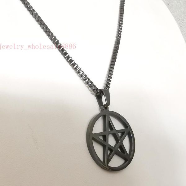 gnayy black stainless steel pagan wicca five-pointed starpentagram pendant necklace box chain 24 ''-32'' choose mens boy, Silver
gnayy black stainless steel pagan wicca five-pointed starpentagram pendant necklace box chain 24 ''-32'' choose mens boy, Silver