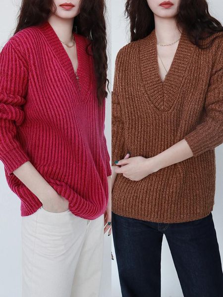 women's sweaters 100% wool 2021 autumn and winter long-sleeved v-neck pullover sweater solid color silhouette outer wear women, White;black
women's sweaters 100% wool 2021 autumn and winter long-sleeved v-neck pullover sweater solid color silhouette outer wear women, White;black