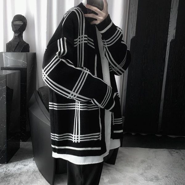 men's sweaters 2021 casual long-sleeved loose fashion cool knitted cardigan autumn and winter sweater, White;black
men's sweaters 2021 casual long-sleeved loose fashion cool knitted cardigan autumn and winter sweater, White;black