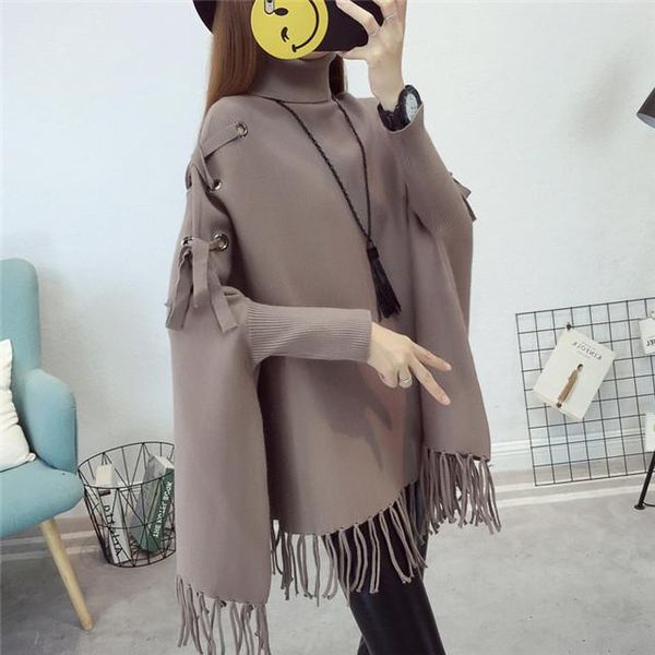 2020 new women's sweater high neck knit pullover designer bat shirt high-end fashion fringed cloak shawl herren designer pullover ladie, White;black
2020 new women's sweater high neck knit pullover designer bat shirt high-end fashion fringed cloak shawl herren designer pullover ladie, White;black