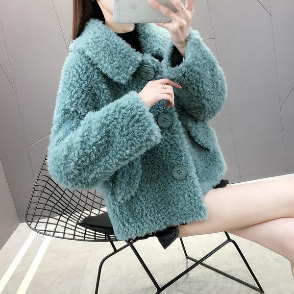women new 2021 winter real lamb wool fur coat female warm jacket genuine granular sheep shearling outerwear casual overcoat s479, Black
women new 2021 winter real lamb wool fur coat female warm jacket genuine granular sheep shearling outerwear casual overcoat s479, Black