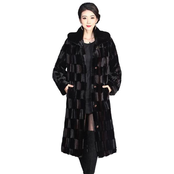 women's fur & faux loose medium length coat mother's integrated mink whole hooded winter, Black
women's fur & faux loose medium length coat mother's integrated mink whole hooded winter, Black