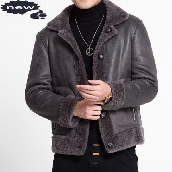 men's leather & faux brand men motor biker sheep real jacket suede shearling coat fur lining windproof reversible coats plus size 5xl, Black
men's leather & faux brand men motor biker sheep real jacket suede shearling coat fur lining windproof reversible coats plus size 5xl, Black