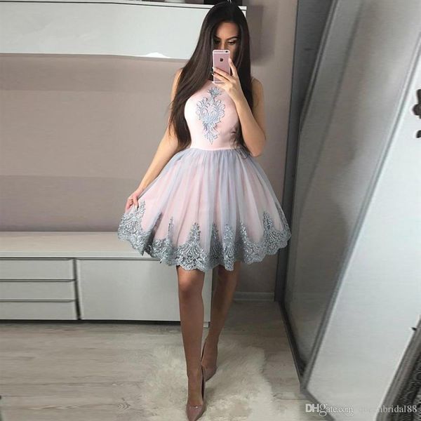 above knee mini homecoming dresses pink satin puff tulle skirt a-line graduation dreses lace appliques short prom gowns, Blue;pink
above knee mini homecoming dresses pink satin puff tulle skirt a-line graduation dreses lace appliques short prom gowns, Blue;pink