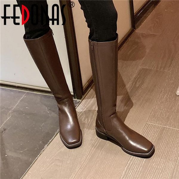 boots fedonas side zipper winter women knee high long genuine leather thick heels women's working shoes woman, Black
boots fedonas side zipper winter women knee high long genuine leather thick heels women's working shoes woman, Black