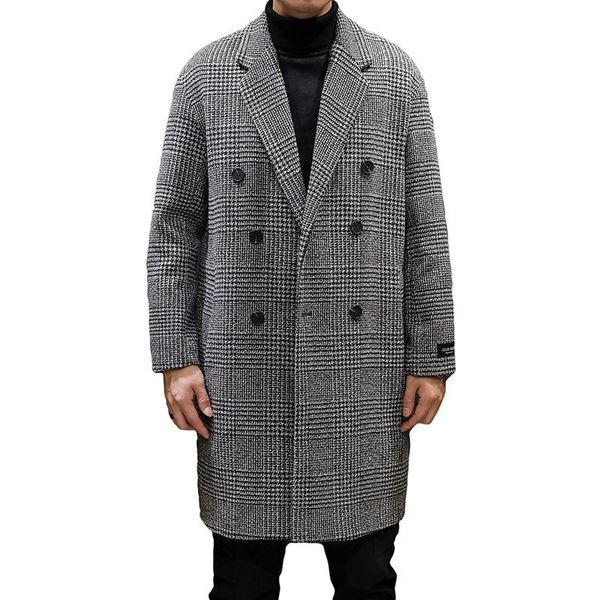 men's wool & blends woolen coat autumn and winter casual plaid windbreaker large size jacket, Black
men's wool & blends woolen coat autumn and winter casual plaid windbreaker large size jacket, Black