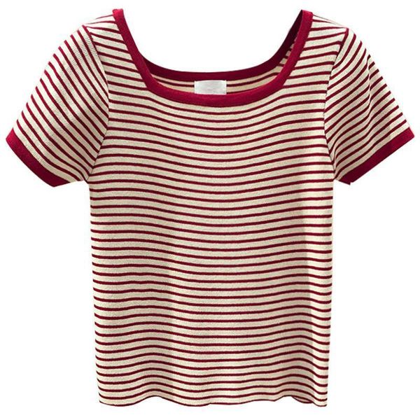 tees women stripes knitted t-shirt short sleeve cotton square neck t-shirts for women 2020 summer drop shipping, White
tees women stripes knitted t-shirt short sleeve cotton square neck t-shirts for women 2020 summer drop shipping, White