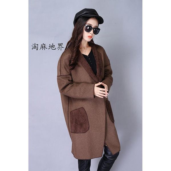 women's wool & blends jacket autumn winter 2021 coat original woolen cloth spot temperament korean medium length top, Black
women's wool & blends jacket autumn winter 2021 coat original woolen cloth spot temperament korean medium length top, Black