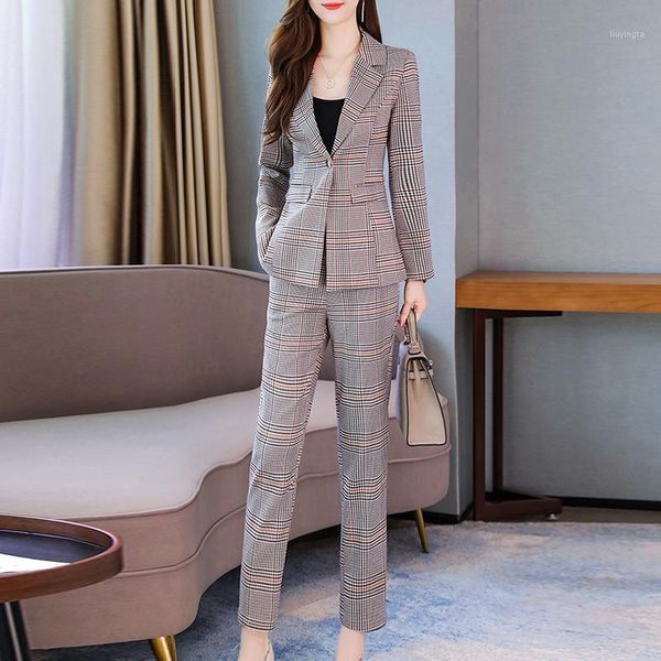 fashion plaid women blazer suits long sleeve one button blazer pants set office ladies two-piece sets1, White
fashion plaid women blazer suits long sleeve one button blazer pants set office ladies two-piece sets1, White