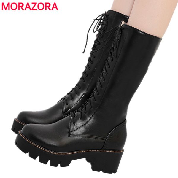 morazora 2020 new women mid-kuit lace up platform laarzen ronde neus herfst winter botas ladies shoes maat 34-43, Black
morazora 2020 new women mid-kuit lace up platform laarzen ronde neus herfst winter botas ladies shoes maat 34-43, Black