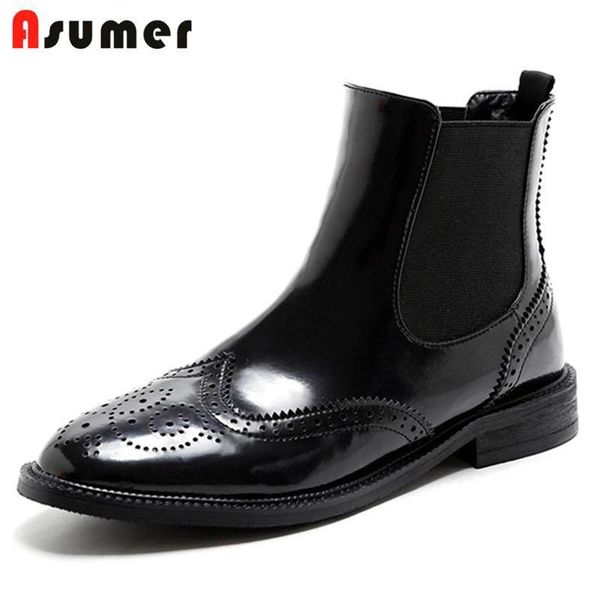 asumer black 2020 fashion ankle boots women sewing genuine leather boots round toe square low heel autumn
asumer black 2020 fashion ankle boots women sewing genuine leather boots round toe square low heel autumn