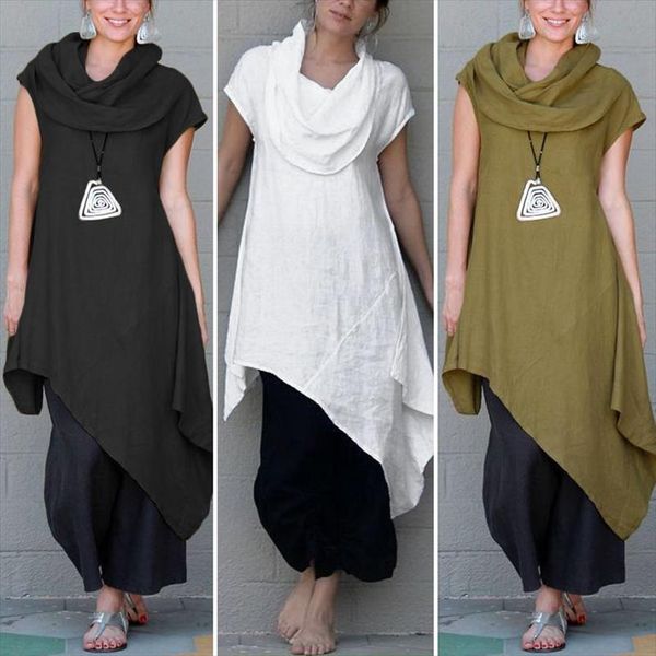 zanzea 2020 stylish irregular hem women short sleeve summer blouse lady cotton turtleneck shirts female tunic long blusas, White
zanzea 2020 stylish irregular hem women short sleeve summer blouse lady cotton turtleneck shirts female tunic long blusas, White