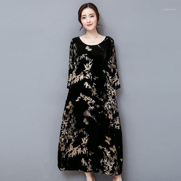 spring summer black velet dress long sleeve vintage floral print loose long maxi dresses female women robe vestidos big size 3xl1, Black;gray
spring summer black velet dress long sleeve vintage floral print loose long maxi dresses female women robe vestidos big size 3xl1, Black;gray