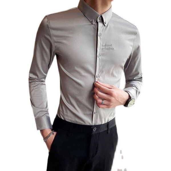 men's dress shirts grey long sleeve 2021 shirt men english embroidered slim drop wholesales, White;black
men's dress shirts grey long sleeve 2021 shirt men english embroidered slim drop wholesales, White;black