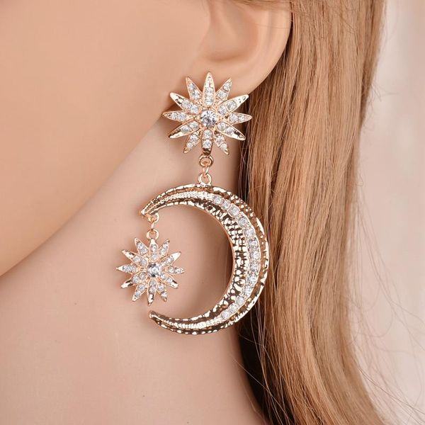 big luxury sun moon stars drop earrings rhinestone punk earings for women jewelry gold boho vintage statement earrings christmas, Silver
big luxury sun moon stars drop earrings rhinestone punk earings for women jewelry gold boho vintage statement earrings christmas, Silver