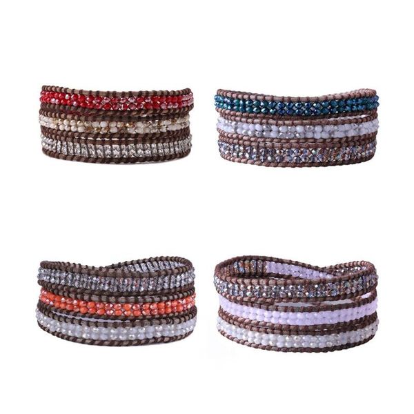 c.quanchi multi-layered crystal beads strand bracelet bohemian leather bracelet neutral wrap-around beach jewelry, Golden;silver
c.quanchi multi-layered crystal beads strand bracelet bohemian leather bracelet neutral wrap-around beach jewelry, Golden;silver