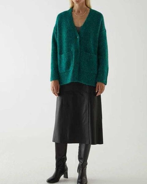 wool spring and autumn new loose knit cardigan classic double pocket long sleeve single breasted wild sweater, White
wool spring and autumn new loose knit cardigan classic double pocket long sleeve single breasted wild sweater, White