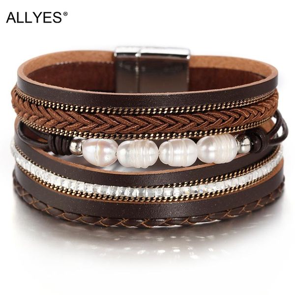 tennis allyes bohemian crystal natural pearl leather bracelets for women ladies multilayer braided wide wrap bracelet boho jewelry, Golden;silver
tennis allyes bohemian crystal natural pearl leather bracelets for women ladies multilayer braided wide wrap bracelet boho jewelry, Golden;silver