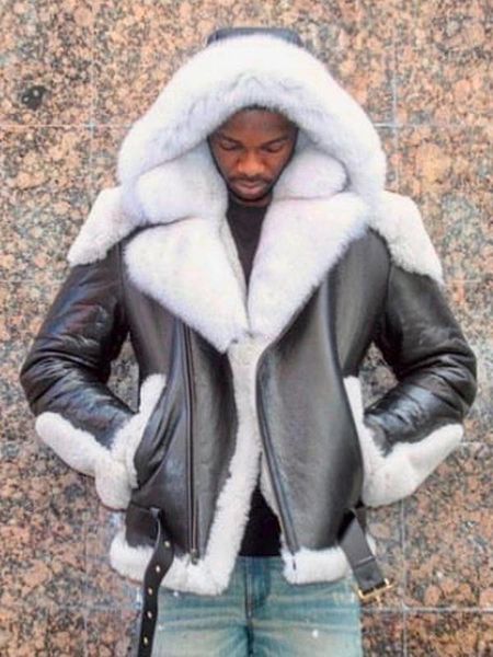 men's fur & faux men leather jacket winter fashion plus size one piece of thick warm hooded long sleeves clothing, Black
men's fur & faux men leather jacket winter fashion plus size one piece of thick warm hooded long sleeves clothing, Black