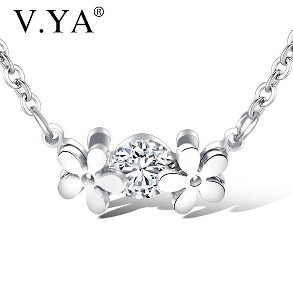 pendant necklaces v.ya style flowers clavicle chain for women stainless steel fashion rose gold flower necklace female gif, Silver
pendant necklaces v.ya style flowers clavicle chain for women stainless steel fashion rose gold flower necklace female gif, Silver