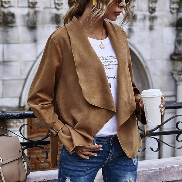 female autumn winter solid cardigan elegant windbreaker women long sleeve loose casual suede jacket coat outwear overcoat, Black;brown
female autumn winter solid cardigan elegant windbreaker women long sleeve loose casual suede jacket coat outwear overcoat, Black;brown