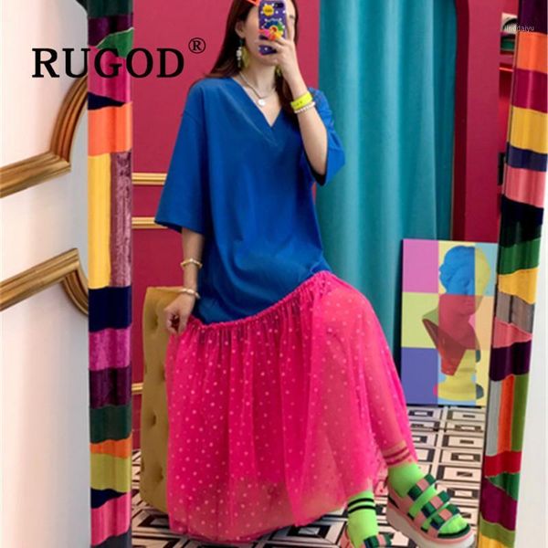 rugod korean backless lace patchwork women dress eelgant dot printed loose summer dresses vestidos fashion 2020 beach dresses1, Black;gray