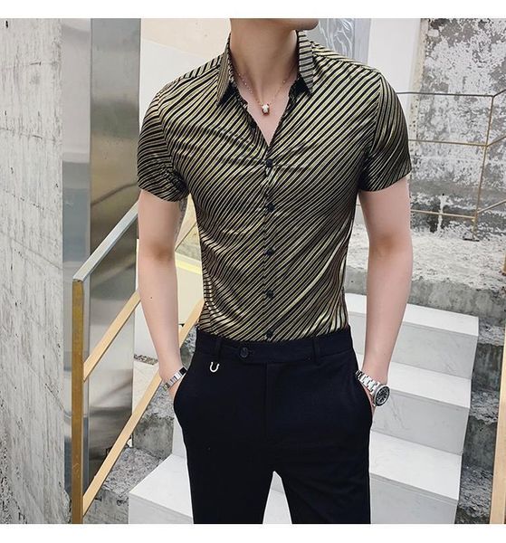 mwxsd nightclub men striped shirts fashion men's short sleeve shiny bronzing printed slim fit shirt male casual slim fit shirt, White;black
mwxsd nightclub men striped shirts fashion men's short sleeve shiny bronzing printed slim fit shirt male casual slim fit shirt, White;black