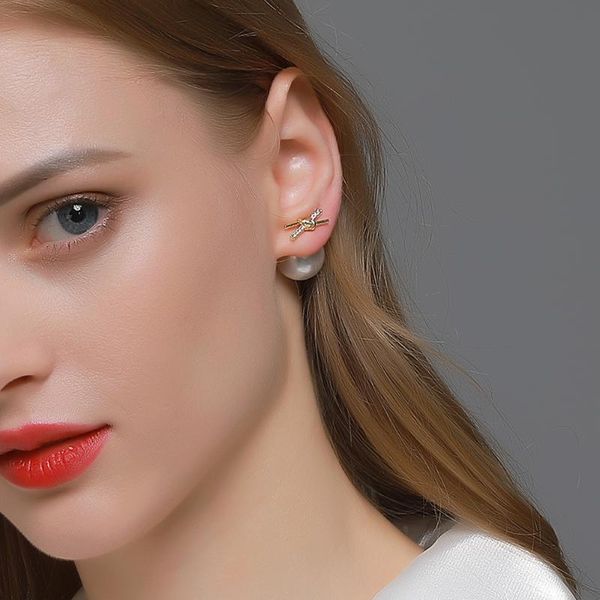 new fashion fragrance double sided large pearl stud knot cross earrings, Golden;silver
new fashion fragrance double sided large pearl stud knot cross earrings, Golden;silver