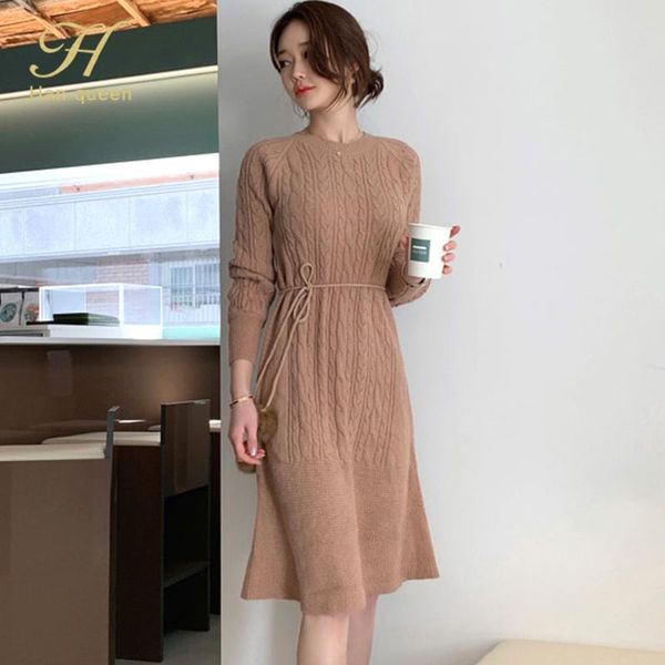 casual dresses h han queen winter round neck pullover knitted dress elastic soft lace up loose party simple bottoming sweater vestidos, Black;gray
casual dresses h han queen winter round neck pullover knitted dress elastic soft lace up loose party simple bottoming sweater vestidos, Black;gray