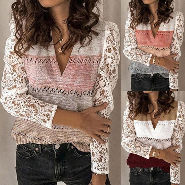 women fashion sweaters lace patchwork long sleeve color block v neck pullover knitted sweater female, White;black
women fashion sweaters lace patchwork long sleeve color block v neck pullover knitted sweater female, White;black