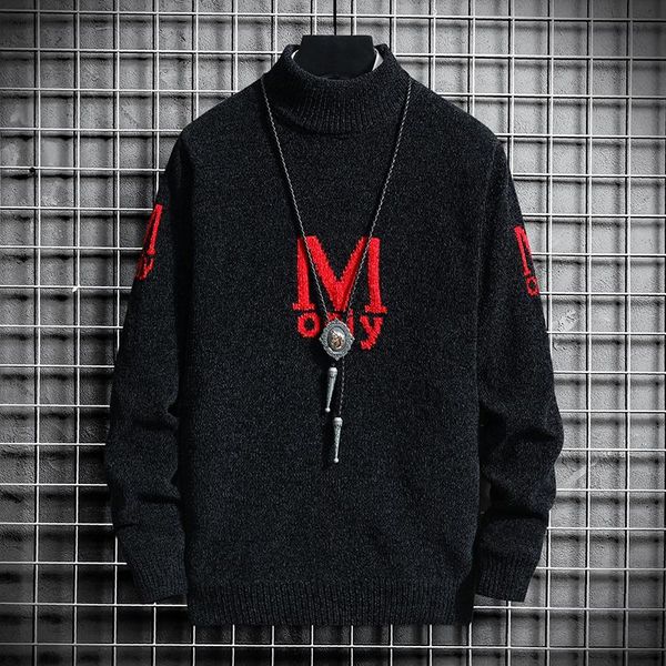 men's sweaters winter thick warm letter printed men sweater handsome turtleneck mens fashion pullover soft wram knitwear, White;black
men's sweaters winter thick warm letter printed men sweater handsome turtleneck mens fashion pullover soft wram knitwear, White;black