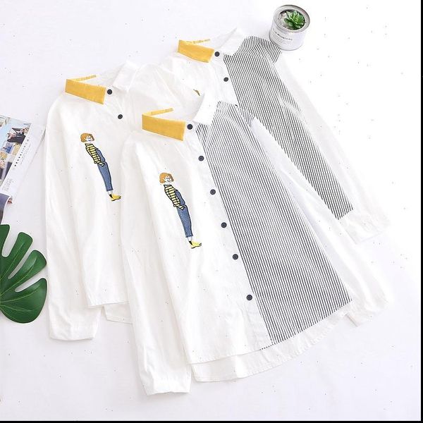 h.sa women blouse and long sleeve patchwork neck striped shirts long sleeve button up casual spring cute shirts, White
h.sa women blouse and long sleeve patchwork neck striped shirts long sleeve button up casual spring cute shirts, White