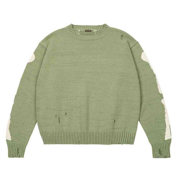 men's sweaters green kapital loose skull print men and women quality high street hole retro knitted sweater e22c, White;black
men's sweaters green kapital loose skull print men and women quality high street hole retro knitted sweater e22c, White;black