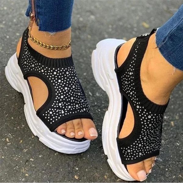 summer women wedges shoes knitting open toe sneakers sandals rhinestone platform slip on casual ladies sandals zapatos mujer1, Black
summer women wedges shoes knitting open toe sneakers sandals rhinestone platform slip on casual ladies sandals zapatos mujer1, Black
