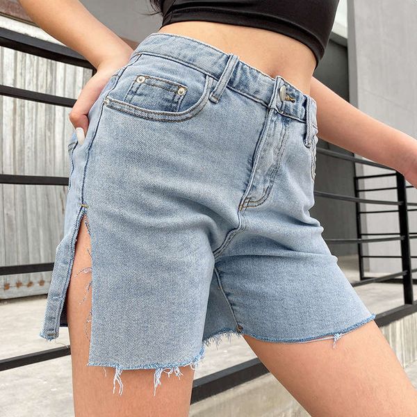 fashion casual women's 2020 solid color simple short side slit washed jeans for women summer, Blue
fashion casual women's 2020 solid color simple short side slit washed jeans for women summer, Blue