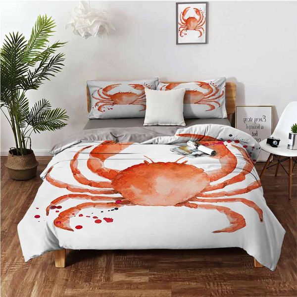 sea animals theme in watercolor style effect a big crab on white background printbedding 3-piece set
sea animals theme in watercolor style effect a big crab on white background printbedding 3-piece set