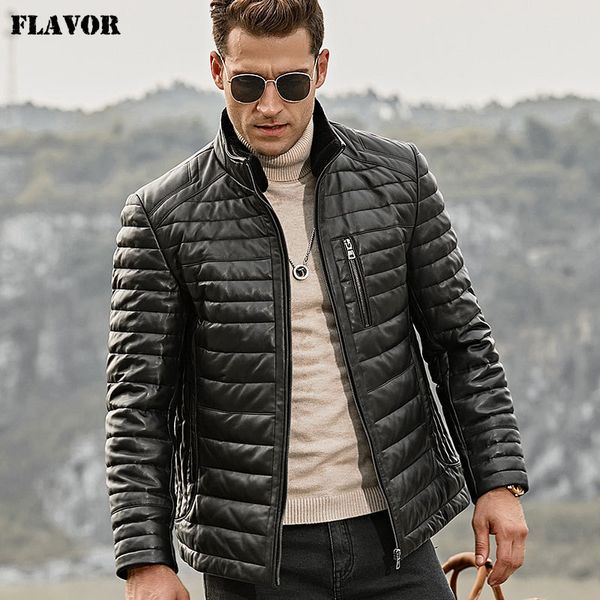 flavor men's real leather down jacket men genuine lambskin winter warm leather coat with removable standing sheep fur collar lj201029, Black
flavor men's real leather down jacket men genuine lambskin winter warm leather coat with removable standing sheep fur collar lj201029, Black