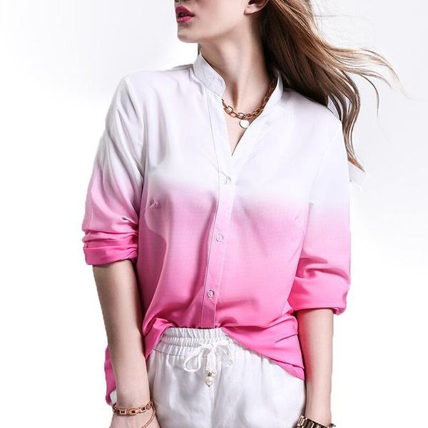blue pink gradient color chiffon blouse women new fashion casual loose v neck long sleeve elegant breathable shirts, White
blue pink gradient color chiffon blouse women new fashion casual loose v neck long sleeve elegant breathable shirts, White