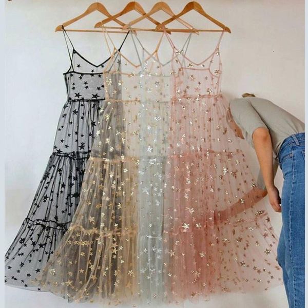 2021 new arrival spaghetti straps tulle long women dresses fashion bling bling see through dress fashion hot, Black;gray 
2021 new arrival spaghetti straps tulle long women dresses fashion bling bling see through dress fashion hot, Black;gray