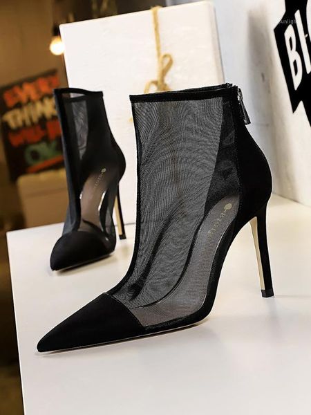 boots women's shoes pointed short fine high heels fashion show thin perspective hollow out mesh pure color1, Black
boots women's shoes pointed short fine high heels fashion show thin perspective hollow out mesh pure color1, Black