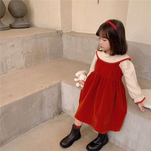 autumn suspender new girl's and winter 2020 red sweet lovely wtern sle thick princs veeteen drs zvhb, Red;yellow 
autumn suspender new girl's and winter 2020 red sweet lovely wtern sle thick princs veeteen drs zvhb, Red;yellow